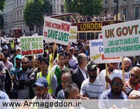 تجمع فعالان انگلیسی علیه کشتار مسلمانان در میانمار + تصاویر
