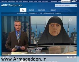 عکس جنجالی مرکل در تلویزیون آلمان با حجاب!